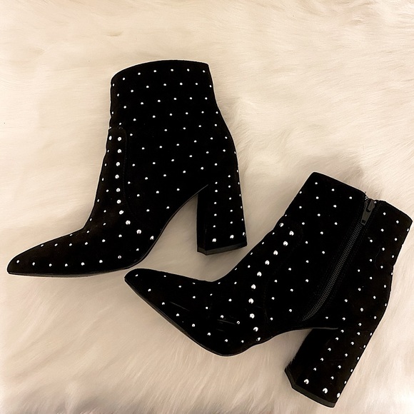 Gianni Bini Black Suede Studded Booties 